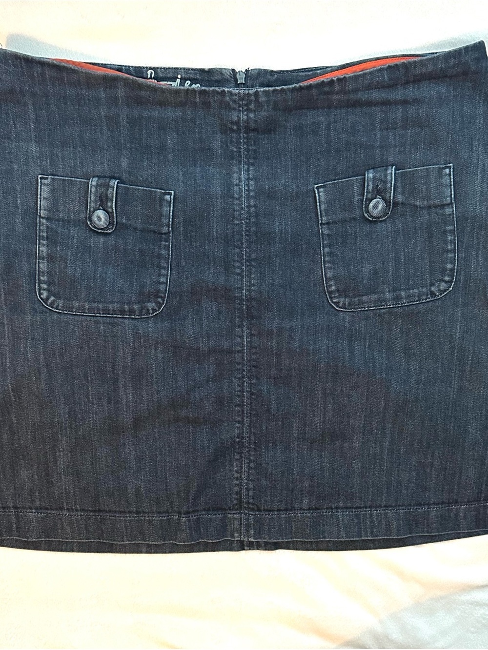 Boden Denim A-Line Mini Skirt US 14R Dark Wash Cotton Patch Pocket Jean